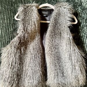 Club Monaco Gray Faux Fur Vest